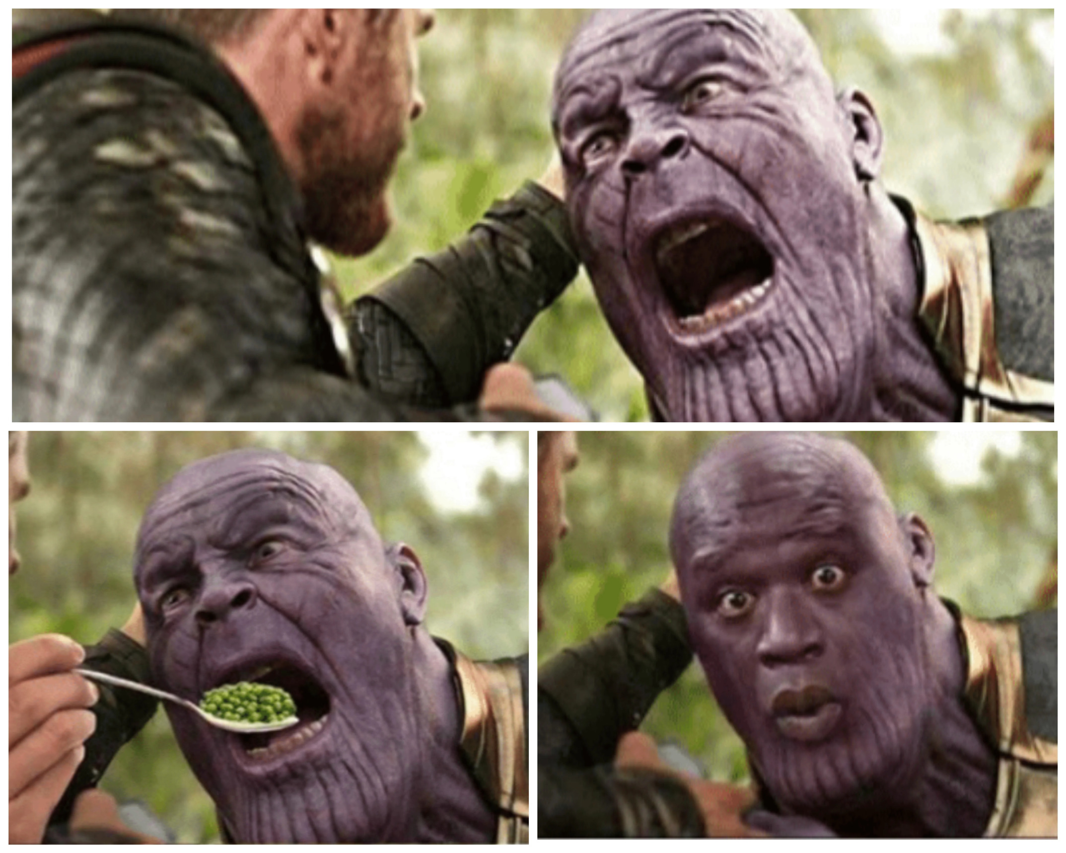 Thor feeding Thanos Blank Meme Template