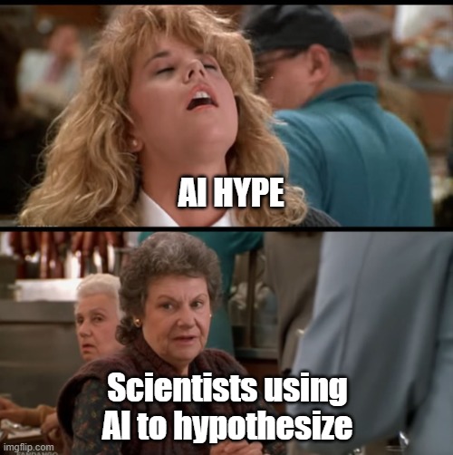 When Harry Met Sally | AI HYPE; Scientists using AI to hypothesize | image tagged in when harry met sally | made w/ Imgflip meme maker