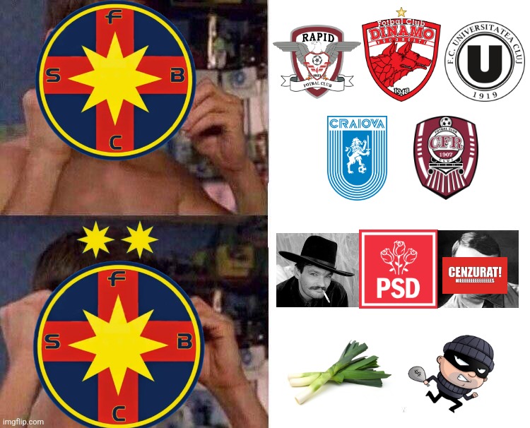 how FCSB Steaua sees 5 play-off rivals(CFR, Craiova, ”U” Cluj, Dinamo DDB, FC Rapid 1923) in SuperLiga | image tagged in spiderman glasses,fcsb,steaua,dinamo,rapid,banter | made w/ Imgflip meme maker