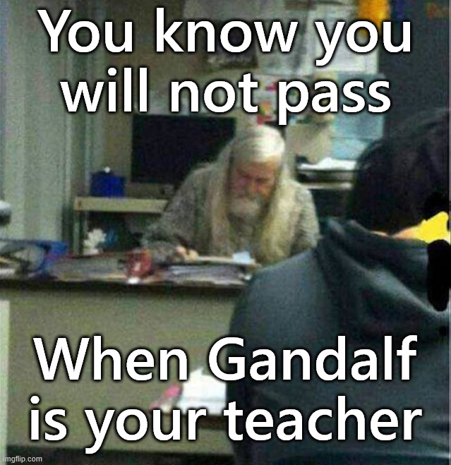 I had this teacher several times | You know you will not pass; When Gandalf is your teacher | image tagged in gandalf you shall not pass,lotr | made w/ Imgflip meme maker