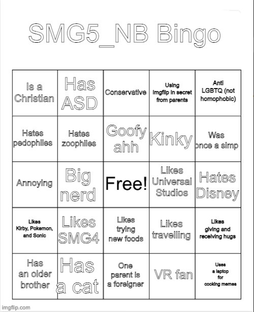 SMG5_NB bingo | image tagged in smg5_nb bingo,bingo,user | made w/ Imgflip meme maker