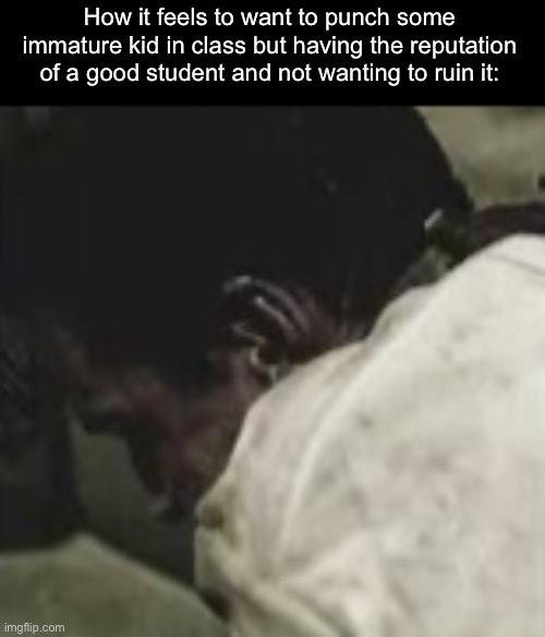 How it feels to want to punch some immature kid in class but having the reputation of a good student and not wanting to ruin it: | made w/ Imgflip meme maker