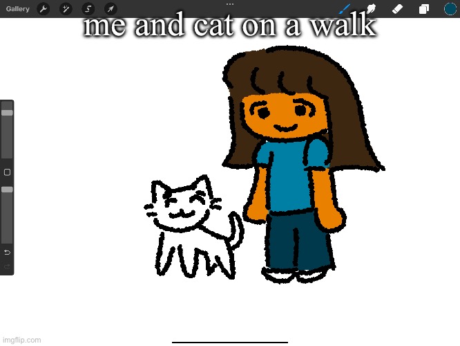 me and cat on a walk | made w/ Imgflip meme maker