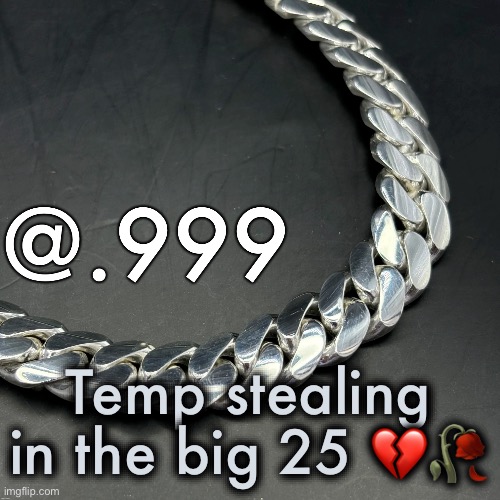 Silver Announcement Template 14.0 Template | Temp stealing in the big 25 💔🥀 | image tagged in silver announcement template 14 0 template | made w/ Imgflip meme maker
