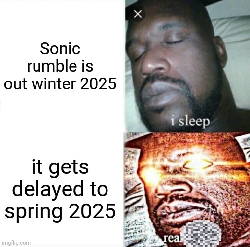 no joke tho | Sonic rumble is out winter 2025; it gets delayed to spring 2025 | image tagged in memes,sonic the hedgehog,sonic | made w/ Imgflip meme maker