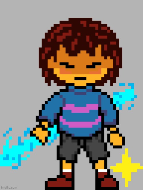 I didn't want to go to sleep last night, so instead I made pixel art of my Discord friend | image tagged in pixel,art,undertale,frisk,undyne,discord | made w/ Imgflip meme maker