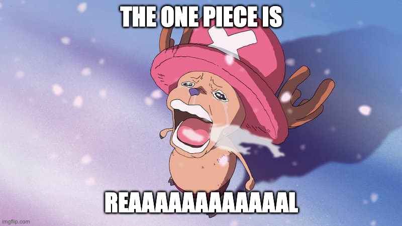 crying chopper one piece | THE ONE PIECE IS REAAAAAAAAAAAAL | image tagged in crying chopper one piece | made w/ Imgflip meme maker