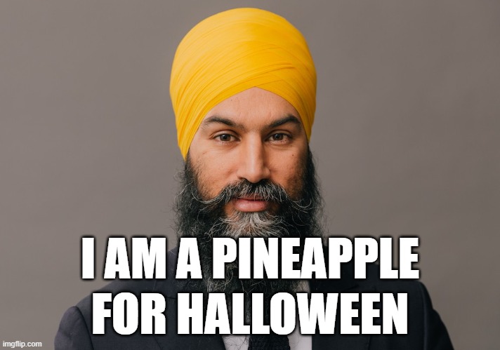 Jagmeet | I AM A PINEAPPLE; FOR HALLOWEEN | image tagged in jagmeet | made w/ Imgflip meme maker