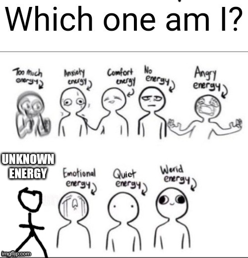 Which one am I | UNKNOWN ENERGY | image tagged in which one am i | made w/ Imgflip meme maker