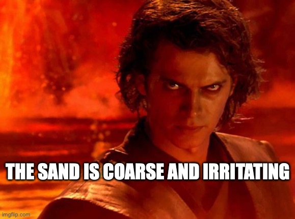 You Underestimate My Power Meme | THE SAND IS COARSE AND IRRITATING | image tagged in memes,you underestimate my power | made w/ Imgflip meme maker