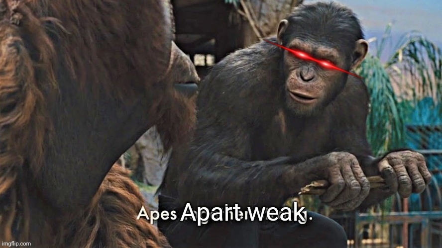 MEME TEMPLATE!!!! | image tagged in apes apart weak | made w/ Imgflip meme maker
