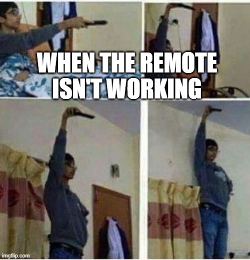 when the remote isn't working | WHEN THE REMOTE ISN'T WORKING | image tagged in facts,tv,remote,why,memes,funny | made w/ Imgflip meme maker