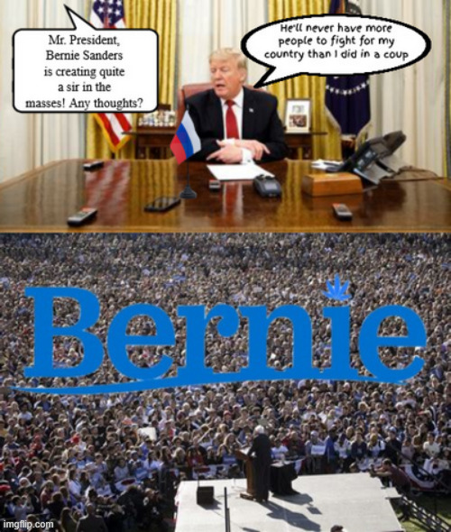 Bernie's itty bitty coup | image tagged in bernie's itty bitty coup,2028,feel the bern,maga miniature,dementia donold,biglest ever | made w/ Imgflip meme maker