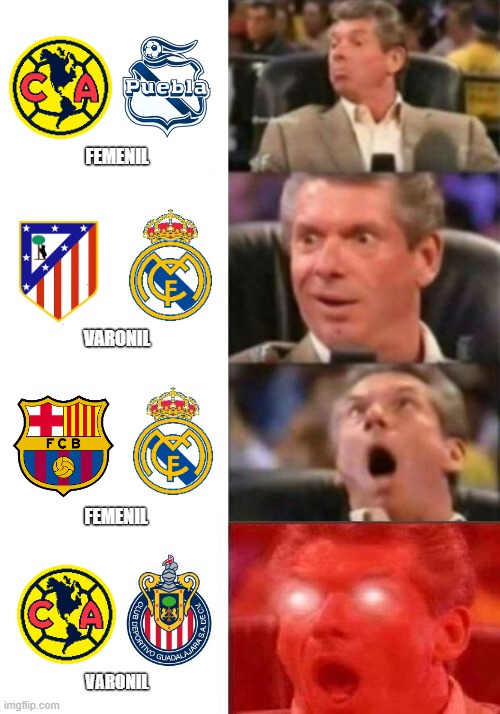 MCMAHON | FEMENIL; VARONIL; FEMENIL; VARONIL | image tagged in mr mcmahon reaction | made w/ Imgflip meme maker