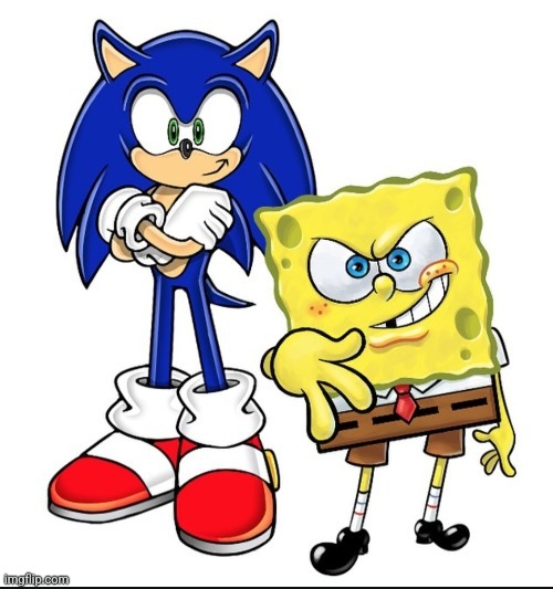 image tagged in sonic,spongebob | made w/ Imgflip meme maker