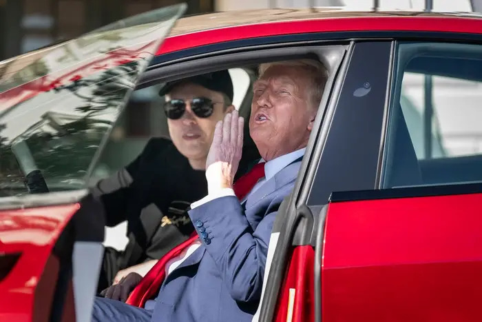 Trump & Elon In The Car Blank Meme Template