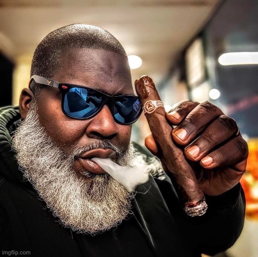 Badass image of a black guy smoking a cigar to change the mood of this stream | made w/ Imgflip meme maker