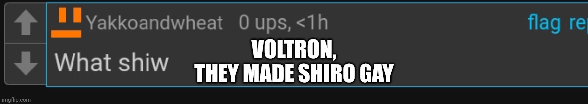 VOLTRON,
THEY MADE SHIRO GAY | made w/ Imgflip meme maker