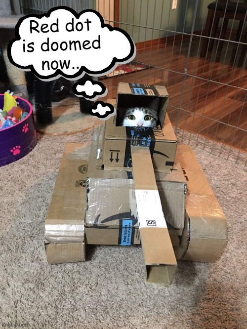 tank cat | Red dot is doomed now... | image tagged in gun,laser dot | made w/ Imgflip meme maker