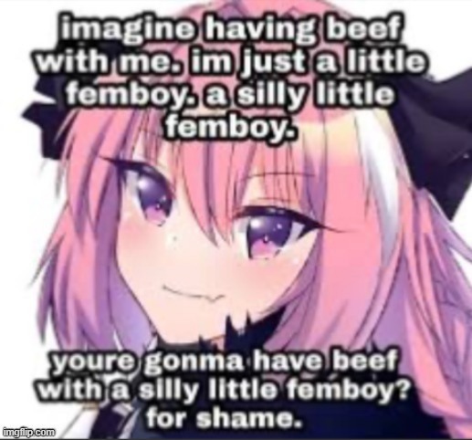 imagine having beef with a femboy | image tagged in imagine having beef with a femboy | made w/ Imgflip meme maker