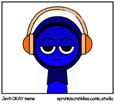 High Quality Jevin Stole Oren's headphones (Sprunki) Blank Meme Template