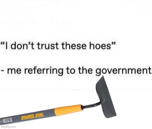 Don't trust hoes | image tagged in gardening,hoe,trust issues | made w/ Imgflip meme maker