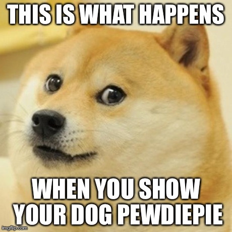 Doge | THIS IS WHAT HAPPENS WHEN YOU SHOW YOUR DOG PEWDIEPIE | image tagged in memes,doge | made w/ Imgflip meme maker