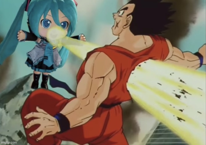 Miku beams yamcha | image tagged in miku beams yamcha | made w/ Imgflip meme maker