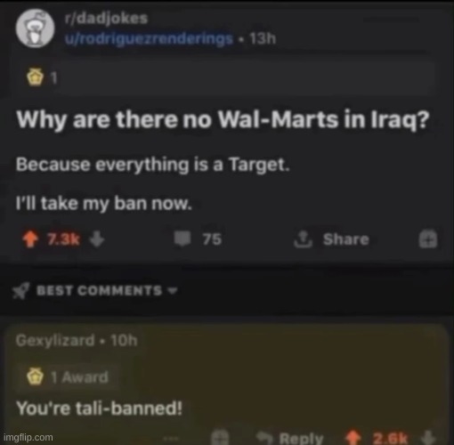 you're tali-banned is crazy | image tagged in memes,funny,dark humor,reddit | made w/ Imgflip meme maker