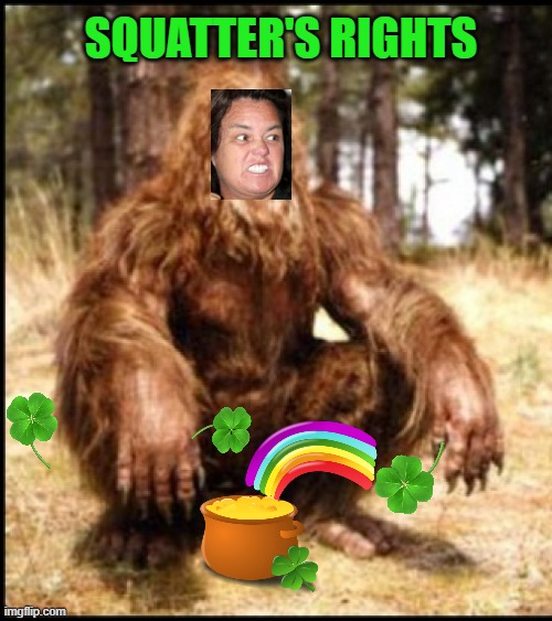 SASQUAT Rosie | SQUATTER'S RIGHTS | image tagged in sasquatch squat,rosie o'donnell,trump,elon musk,sasquatch,aoc | made w/ Imgflip meme maker