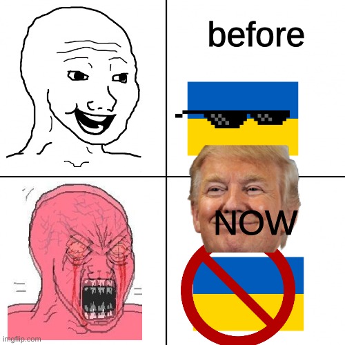 Pov p diddy i ment trump | before; NOW | image tagged in happy vs angry wojak | made w/ Imgflip meme maker