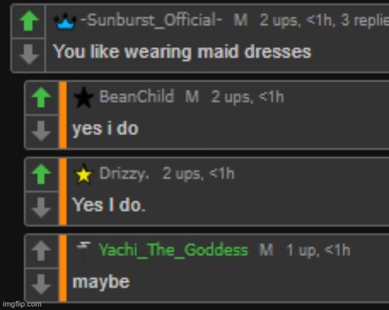 You like wearing maid dresses | image tagged in you like wearing maid dresses | made w/ Imgflip meme maker