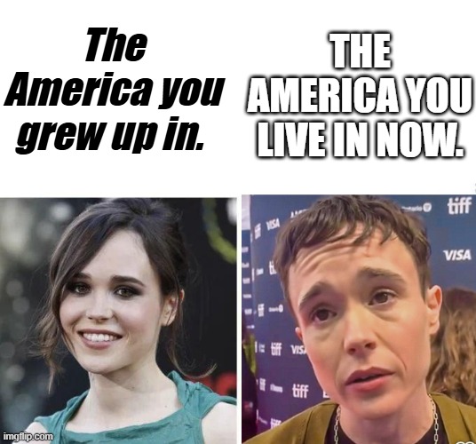 Our steady decline | THE AMERICA YOU LIVE IN NOW. The America you grew up in. | image tagged in page before and after,america,politics,government corruption,funny,sad but true | made w/ Imgflip meme maker