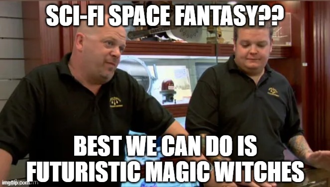 best we can do | SCI-FI SPACE FANTASY?? BEST WE CAN DO IS FUTURISTIC MAGIC WITCHES | image tagged in best we can do | made w/ Imgflip meme maker