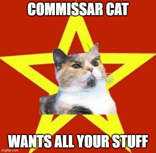 lenin cat | COMMISSAR CAT WANTS ALL YOUR STUFF | image tagged in lenin cat | made w/ Imgflip meme maker