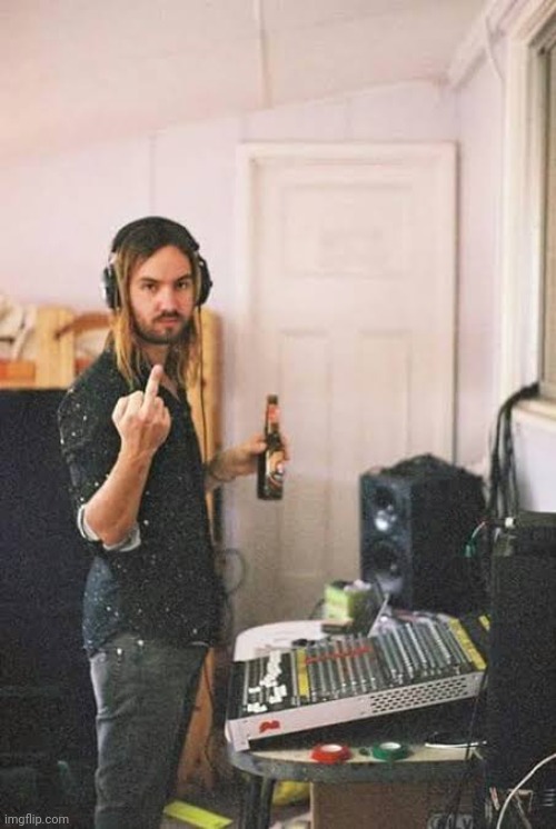 Kevin Parker middle finger | image tagged in tame impala kevin flipping you off | made w/ Imgflip meme maker