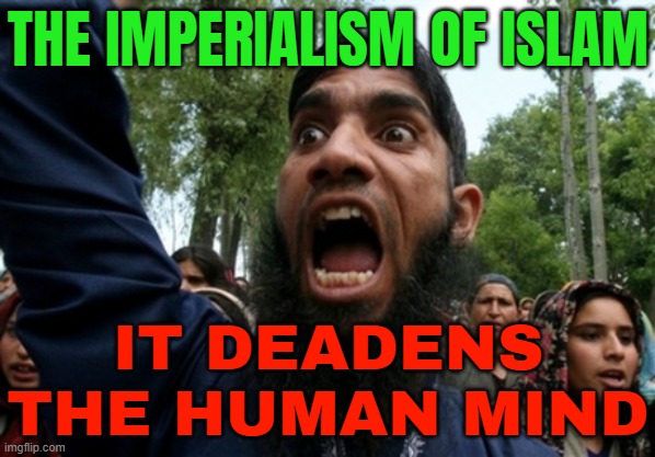 The Imperialism Of Islam; It Deadens The Human Mind | THE IMPERIALISM OF ISLAM; IT DEADENS THE HUMAN MIND | image tagged in muslim rage boy 2,islam,radical islam,islamic terrorism,islamic state,anti-religion | made w/ Imgflip meme maker