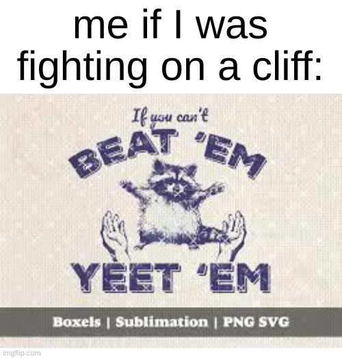 Life or Yeet! what do you choose? | me if I was fighting on a cliff: | image tagged in yeet,memes | made w/ Imgflip meme maker