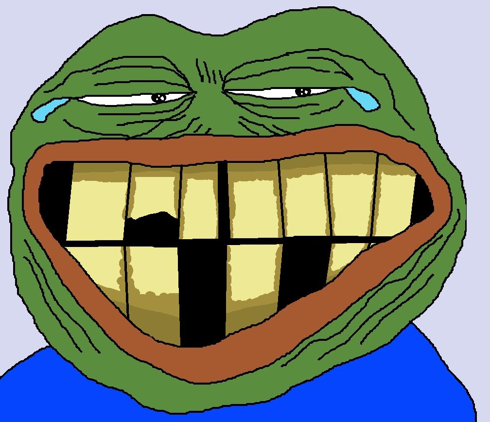 Pepe the frog laugh big grin Blank Meme Template