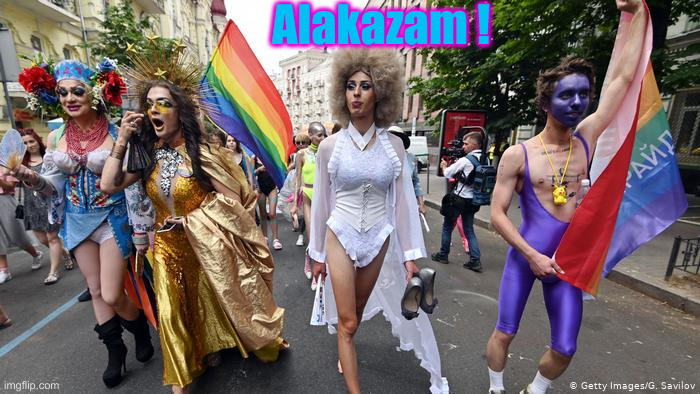 Is It This Time Again ? I Still Have My MAGA Decorations Up | Alakazam ! | image tagged in gay pride parade,politics,political meme,funny memes,funny | made w/ Imgflip meme maker