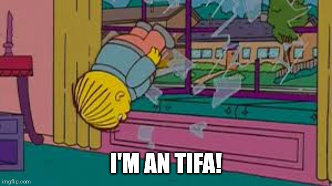 Ralph wiggum window | I'M AN TIFA! | image tagged in ralph wiggum window | made w/ Imgflip meme maker