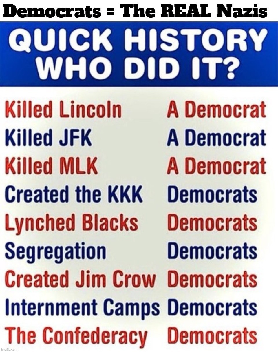 History Trivia: Who did it? Democrats = The REAL Nazis | image tagged in democrats,nazis,indiana jones punching nazis,wookie riding a squirrel killing nazis your argument is invalid,neo-nazis,fascists | made w/ Imgflip meme maker