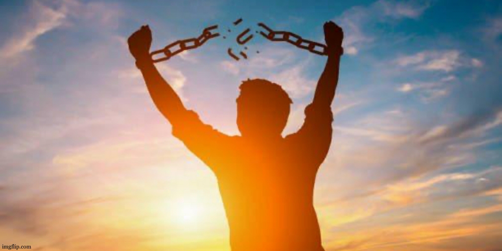 i finally can comment again | image tagged in man break chain | made w/ Imgflip meme maker