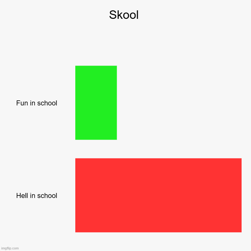 Skool | Fun in school, Hell in school | image tagged in charts,bar charts | made w/ Imgflip chart maker