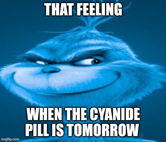 knee surgery | THAT FEELING; WHEN THE CYANIDE PILL IS TOMORROW | image tagged in knee surgery | made w/ Imgflip meme maker