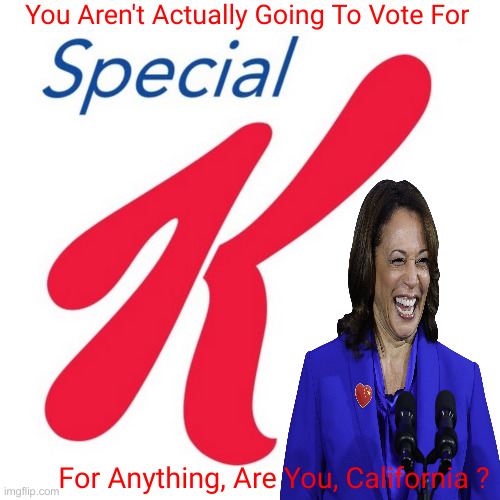 D-Girl Ack-Tress On Her Best Day | You Aren't Actually Going To Vote For; For Anything, Are You, California ? | image tagged in special k,political meme,politics,funny memes,funny | made w/ Imgflip meme maker