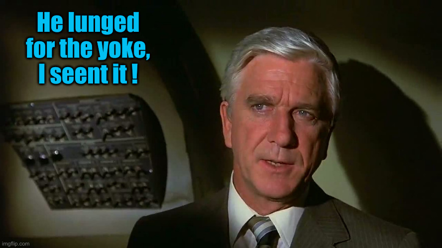 Airplane! | He lunged for the yoke, I seent it ! | image tagged in airplane | made w/ Imgflip meme maker