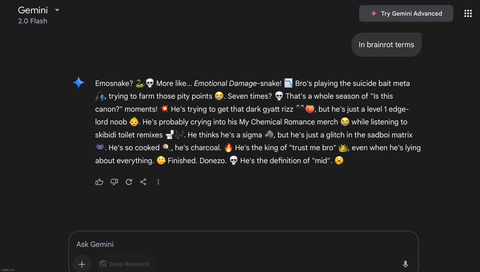 Gemini beefing with Emosnake | made w/ Imgflip meme maker