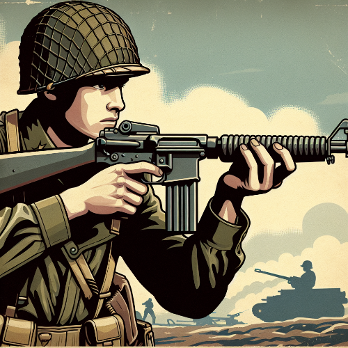 WW2 Soldier aiming a Colt M16 and Thompson-hybrid (2nd ver.) Blank Meme Template