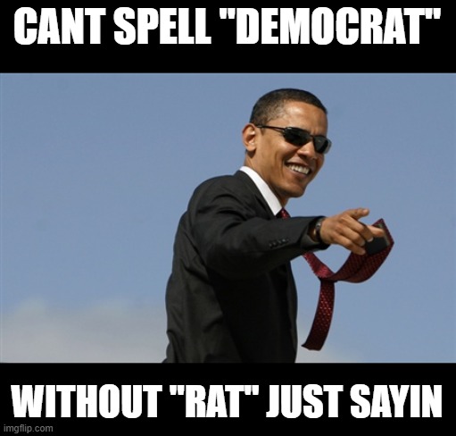 Cool Obama Meme | CANT SPELL "DEMOCRAT" WITHOUT "RAT" JUST SAYIN | image tagged in memes,cool obama | made w/ Imgflip meme maker